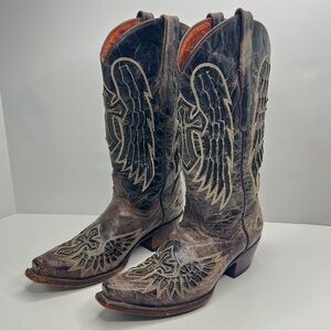 Cowboy Pro Cowgirl Cowboy Boots Angel Wing, Cross Design Size 8.5